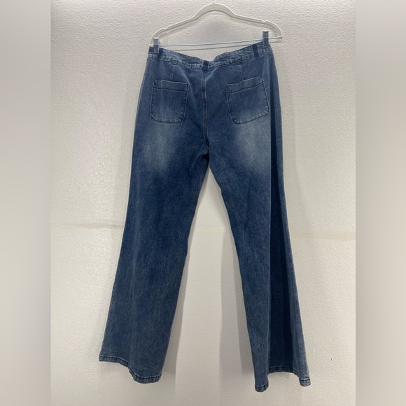 Low Rise Cargo Pants for Women Flap Pocket Y2K Wide Leg Drawstring Cargo Jeans - Picture 8 of 17